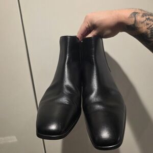 Prada Saffiano Leather Chelsea Boots